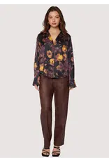SIENNE SATIN FALL FLORAL BUTTON UP
