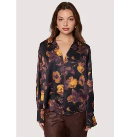 LOST + WANDER SIENNE SATIN FALL FLORAL BUTTON UP