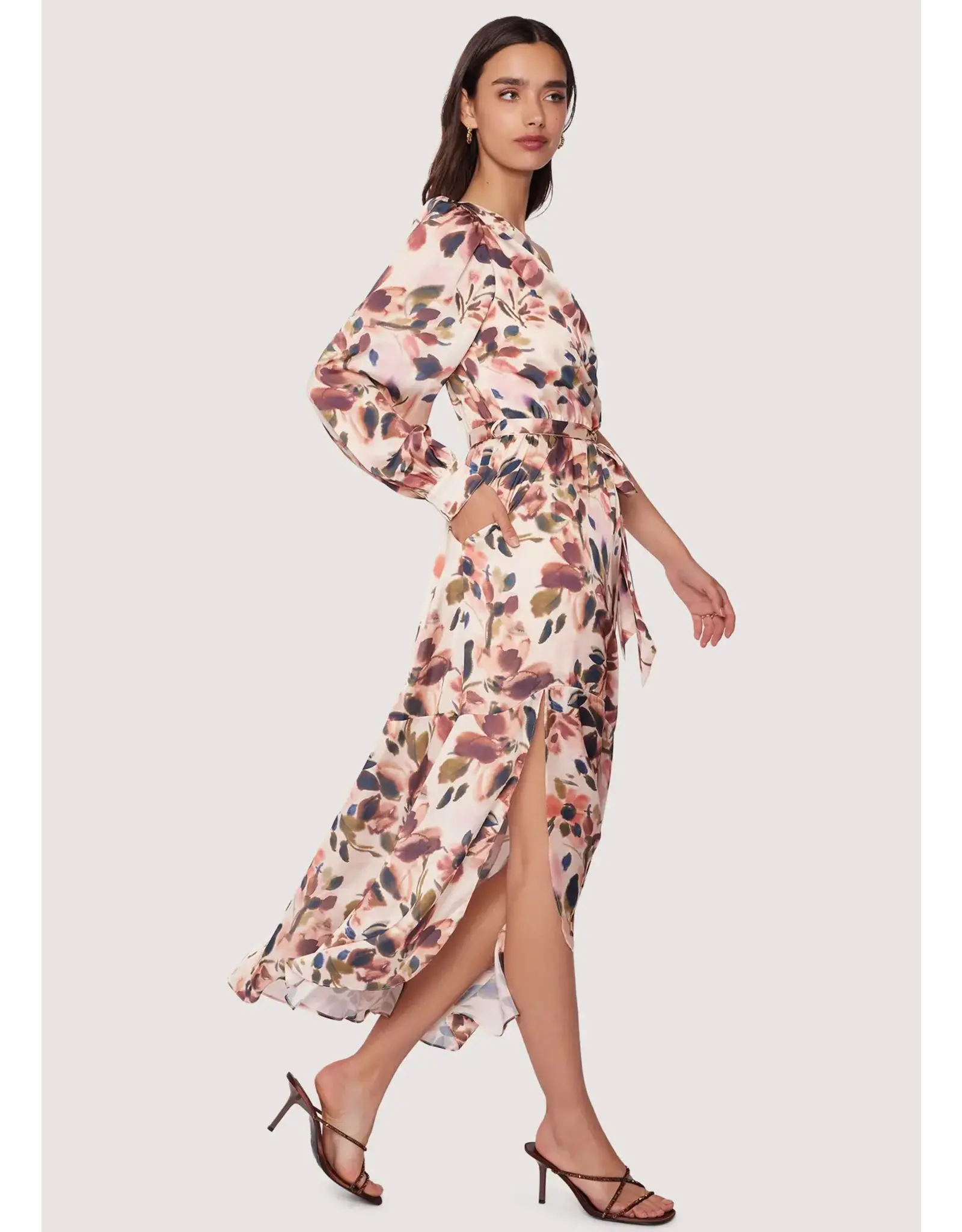 THEA FLORAL ONE SHOULDER MAXI DRESS
