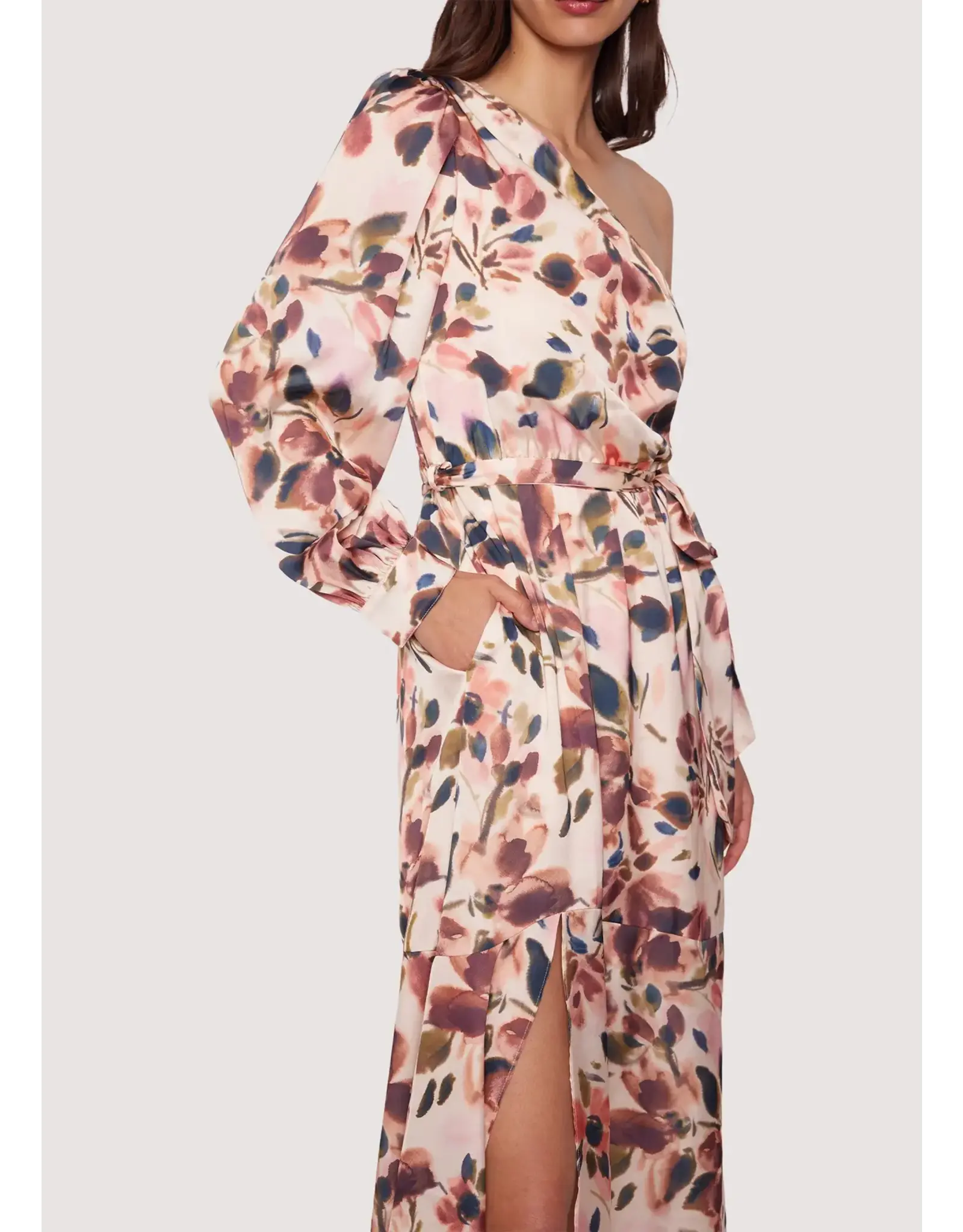 THEA FLORAL ONE SHOULDER MAXI DRESS