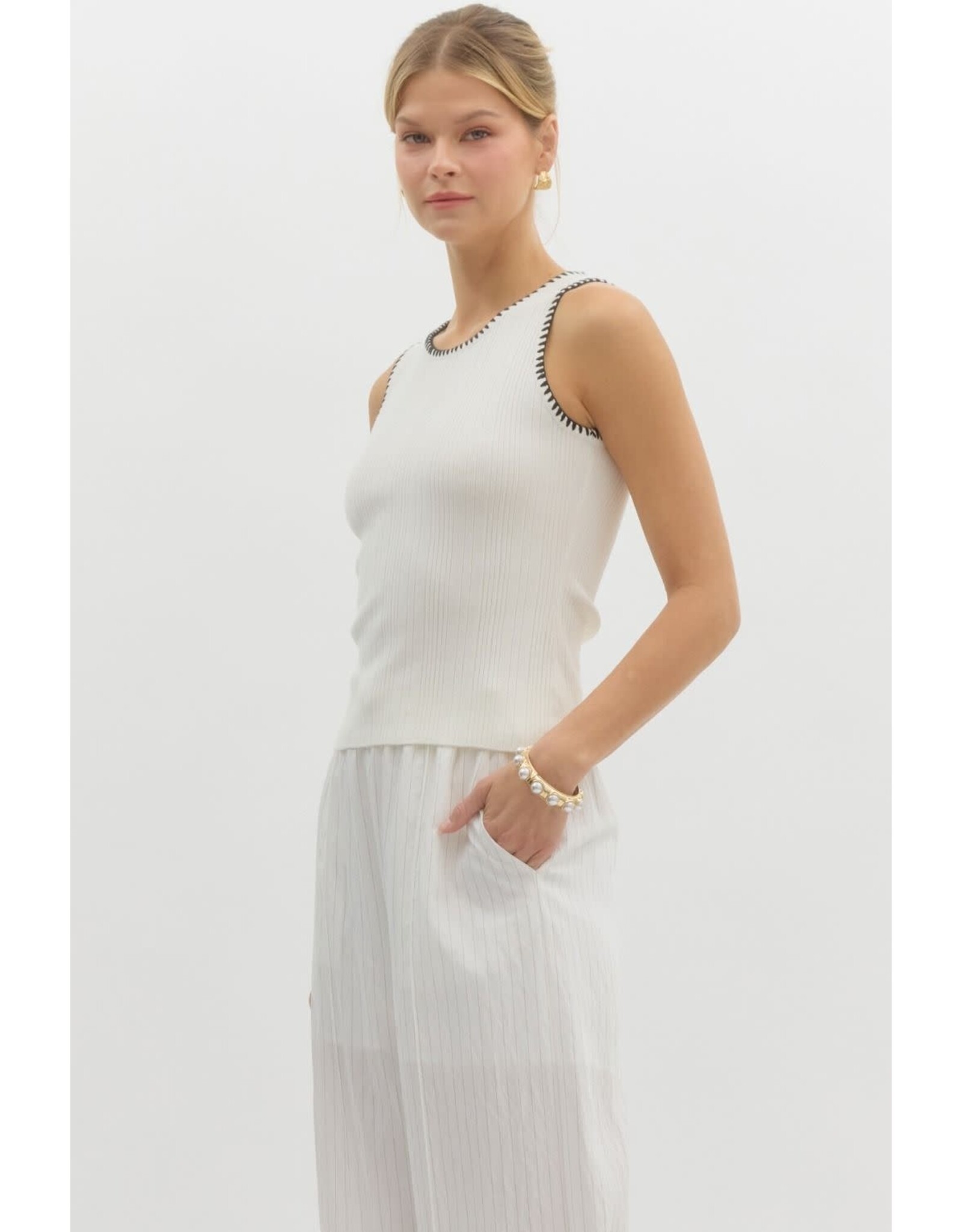 ENTRO RIBBED TANK W/DETAIL STITCHING