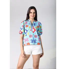 MAUDE VIVANTE PUFF SLEEVE PRINT TOP