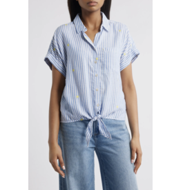 Beachlunchlounge ROSIE STRIPED LEMON APPLIQUE BLOUSE