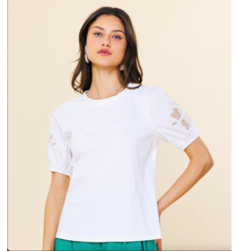 CUTOUT EMBROIDERY SHORT SLEEVE TEE