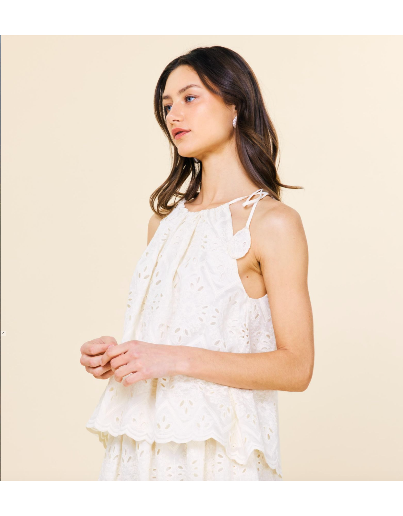 CHIFFON EYELET LACE TOP