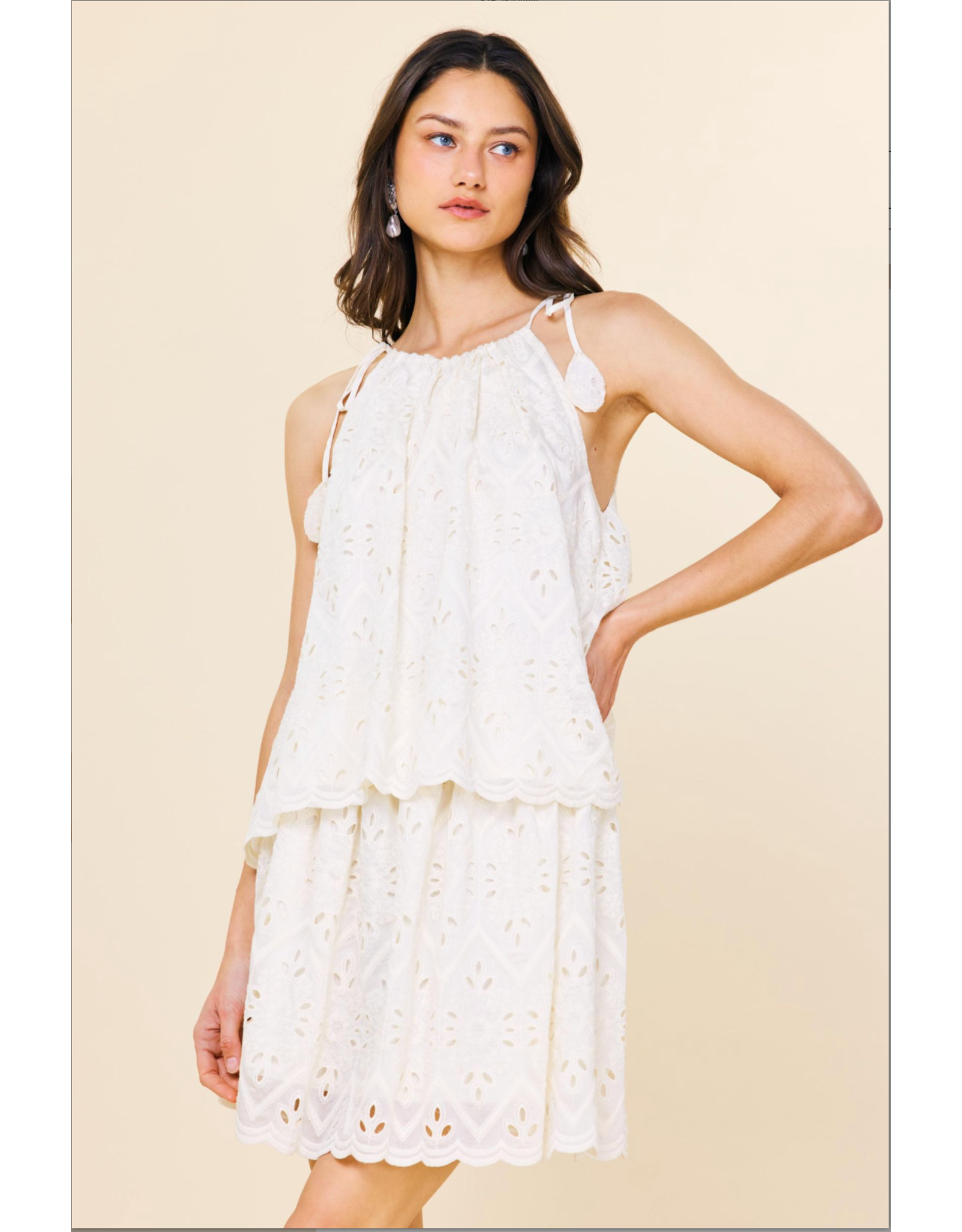CHIFFON EYELET LACE TOP