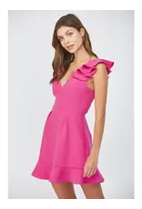 RUFFLED SHOULDER OPEN BACK MINI