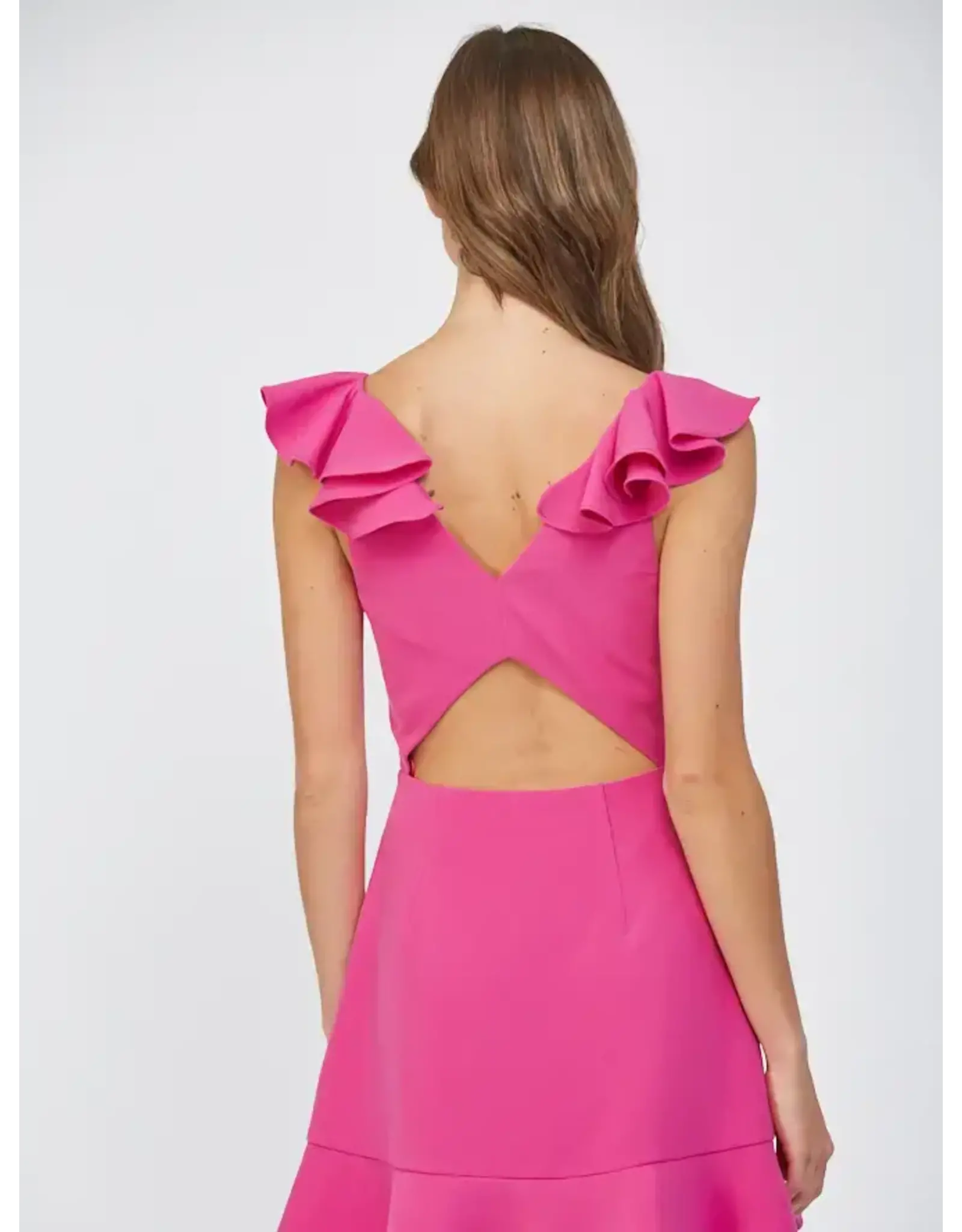 RUFFLED SHOULDER OPEN BACK MINI