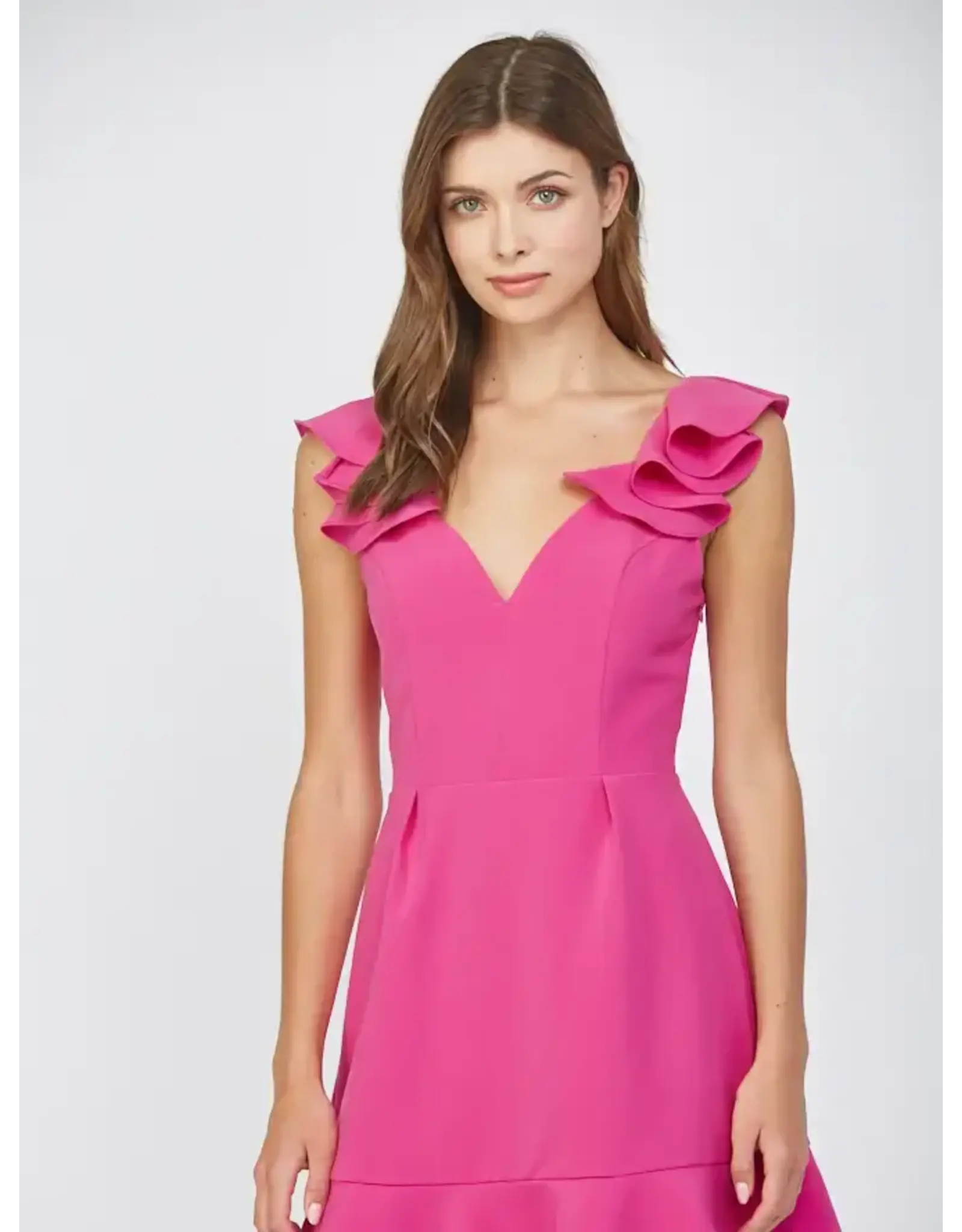 RUFFLED SHOULDER OPEN BACK MINI