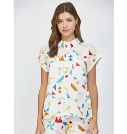 GEO PRINT SSLV BUTTON UP