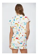 GEO PRINT SSLV BUTTON UP