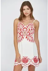 EMBROIDERED FLOWER MOTIF MINI DRESS