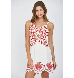 EMBROIDERED FLOWER MOTIF MINI DRESS
