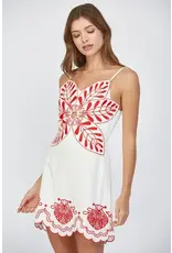 EMBROIDERED FLOWER MOTIF MINI DRESS