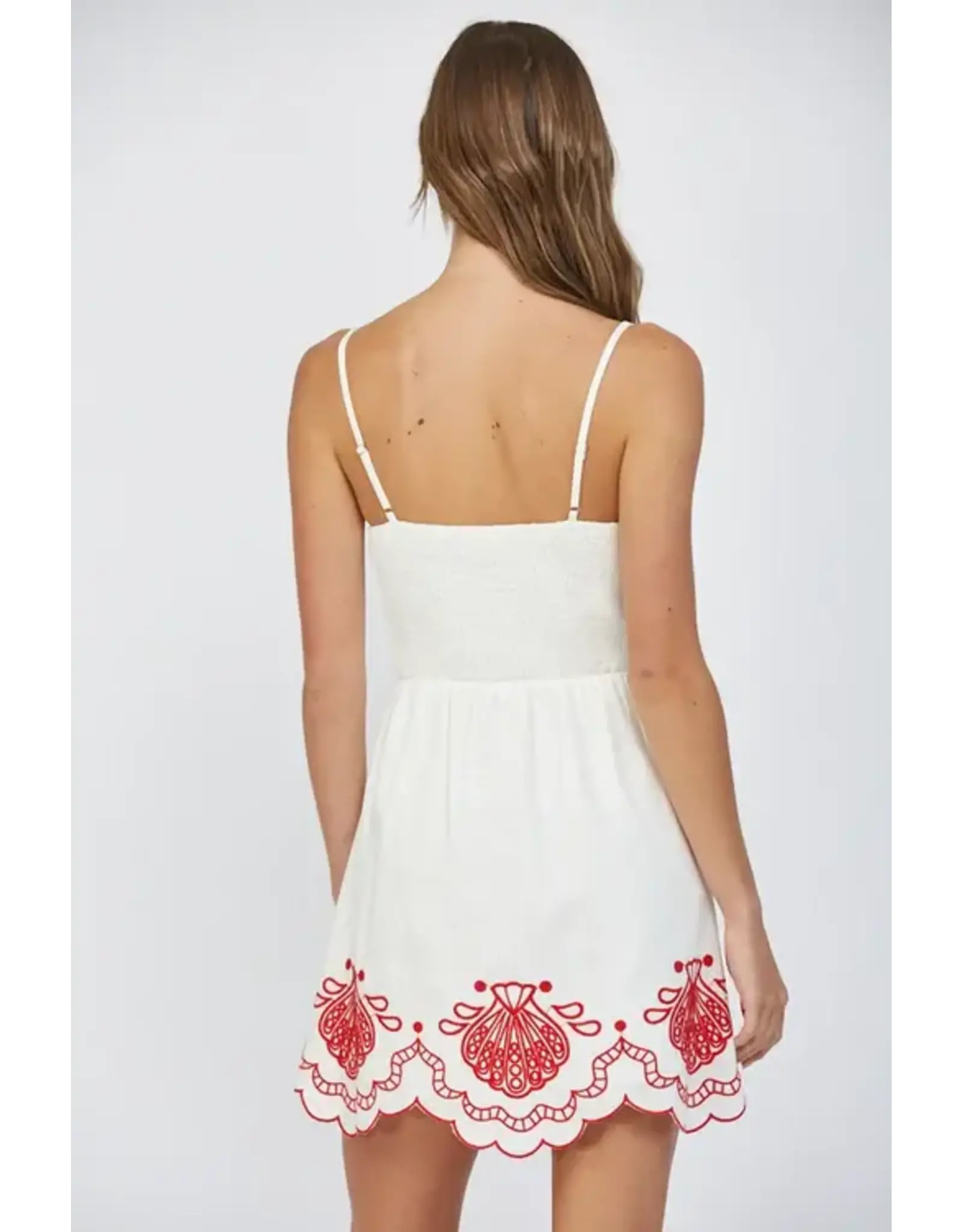 EMBROIDERED FLOWER MOTIF MINI DRESS