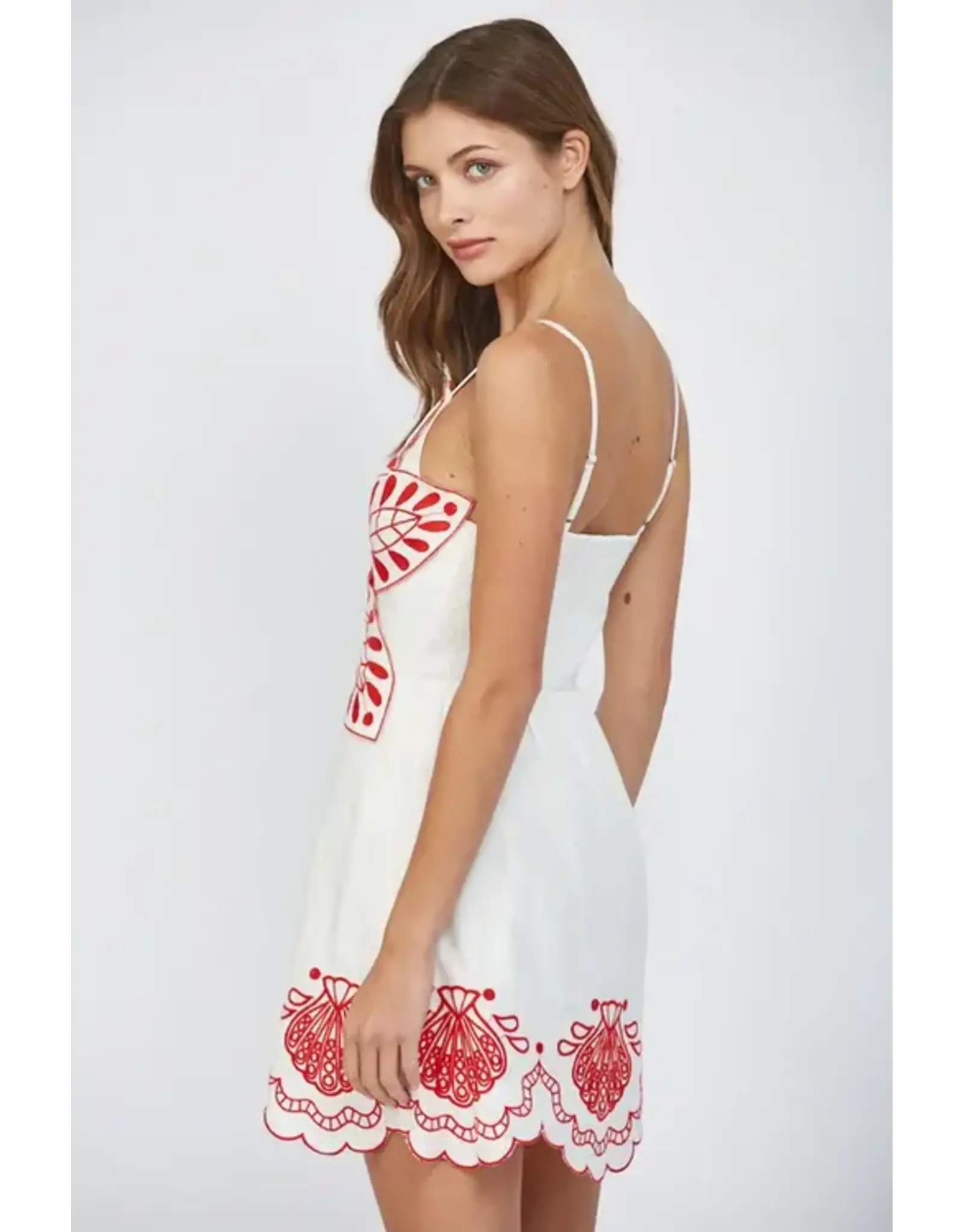 EMBROIDERED FLOWER MOTIF MINI DRESS