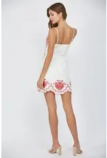 EMBROIDERED FLOWER MOTIF MINI DRESS