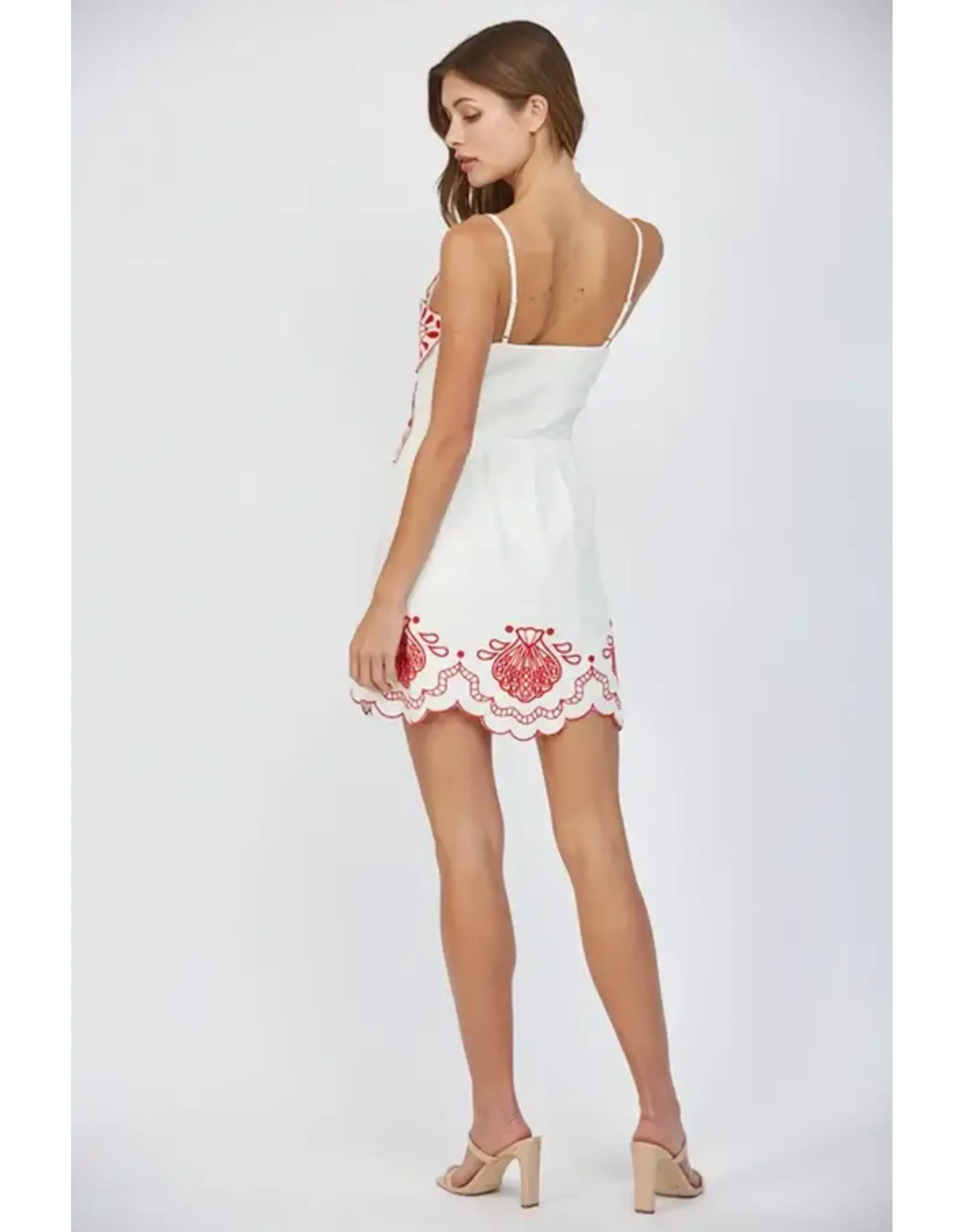 EMBROIDERED FLOWER MOTIF MINI DRESS
