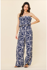 PRINTED STRAPLESS JUMPSUIT