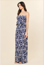 PRINTED STRAPLESS JUMPSUIT