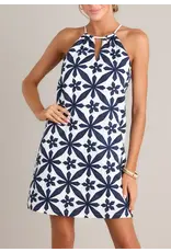 EMBROIDERED HALTER DRESS