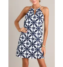 EMBROIDERED HALTER DRESS