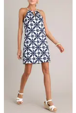 EMBROIDERED HALTER DRESS
