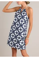 EMBROIDERED HALTER DRESS