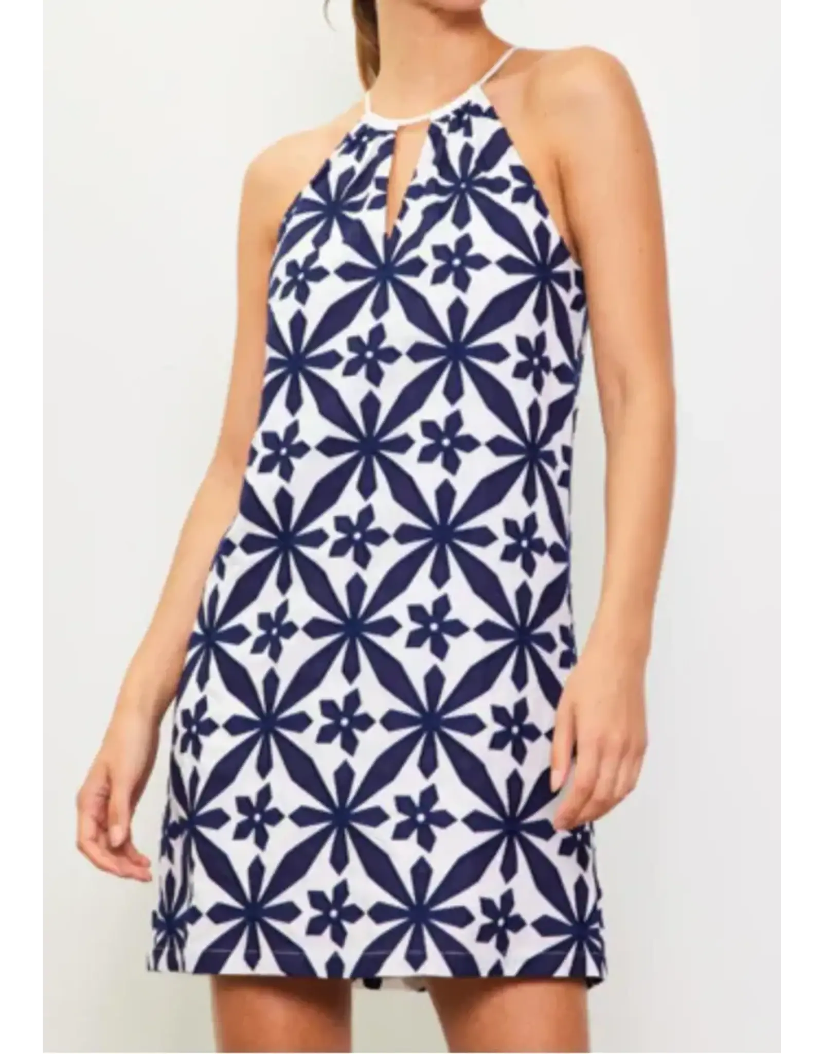 EMBROIDERED HALTER DRESS