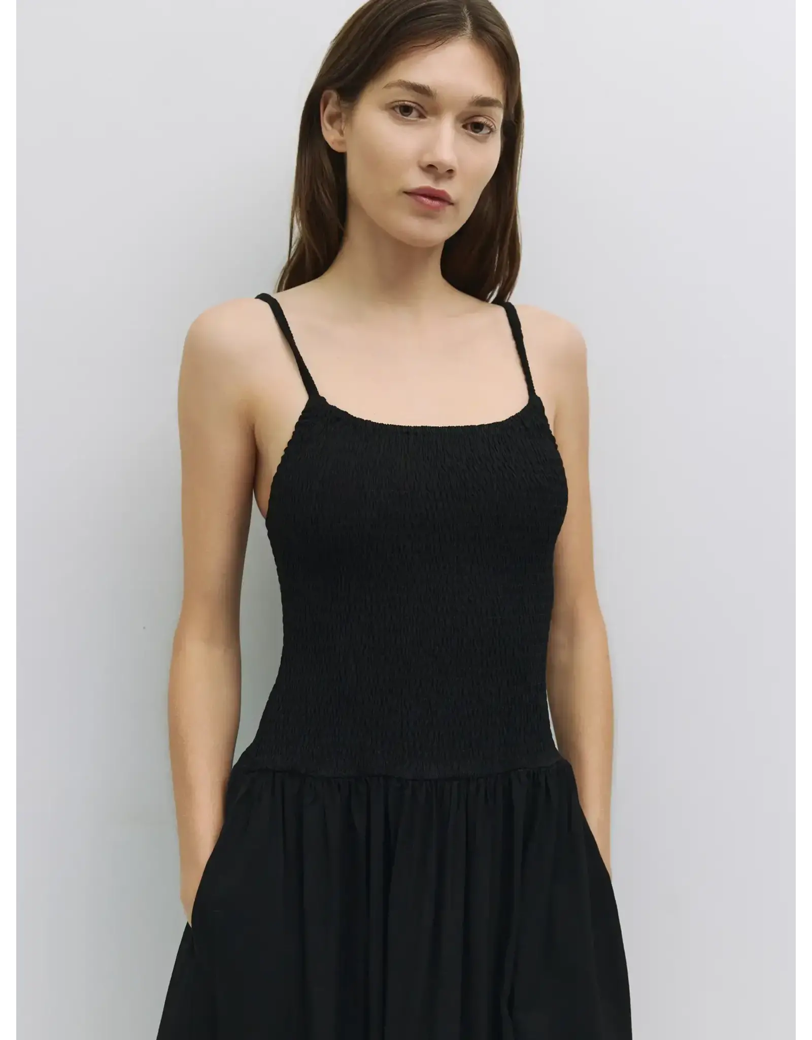 ELASTIC BODICE SPAGHETTI STRAP MIDI