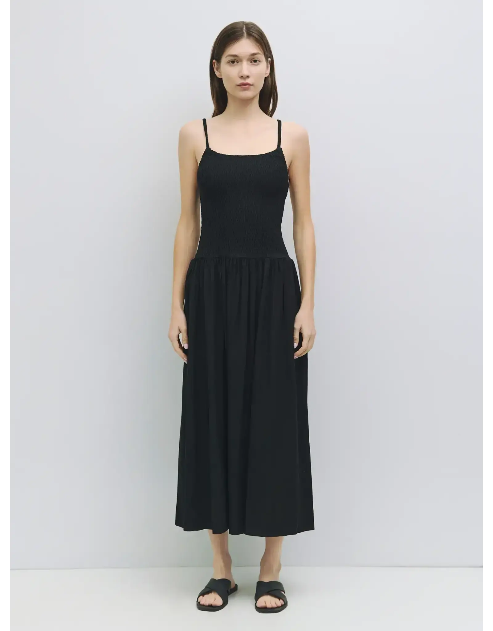 ELASTIC BODICE SPAGHETTI STRAP MIDI