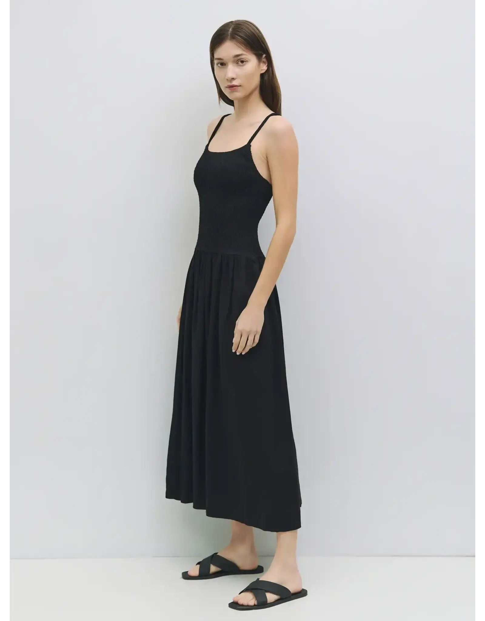 ELASTIC BODICE SPAGHETTI STRAP MIDI