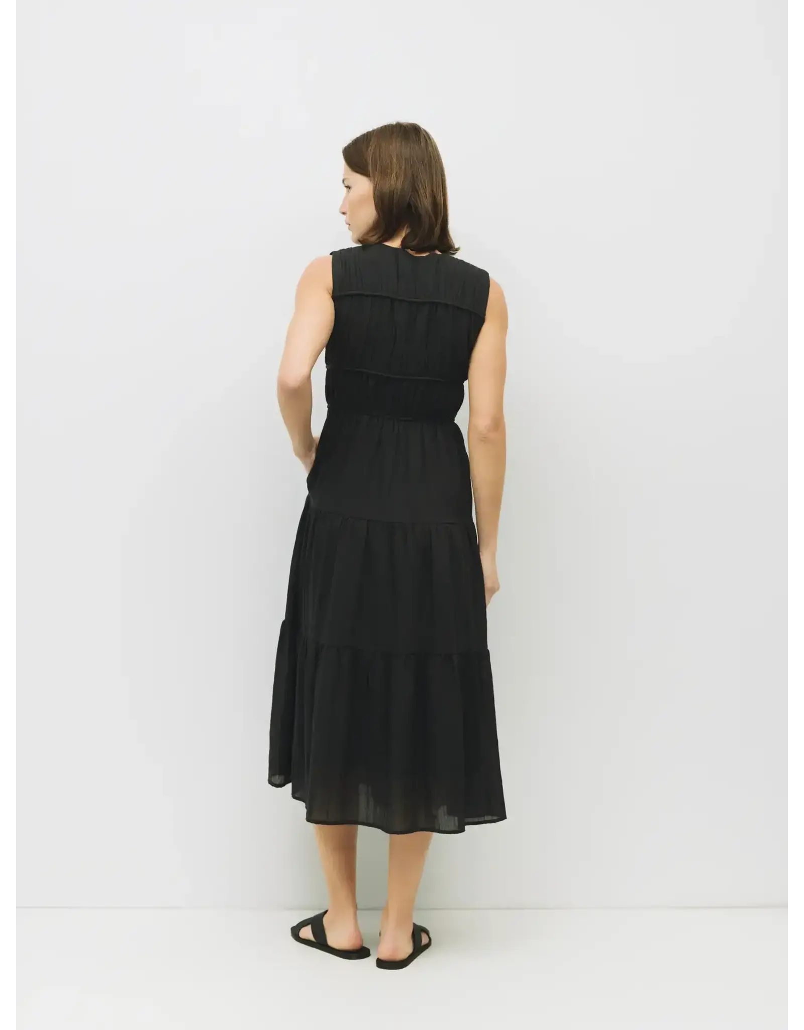 VNECK GAUZE TIERED DRESS
