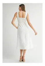 ENDLESS BLU SWEETHEART BUTTON MIDI DRESS