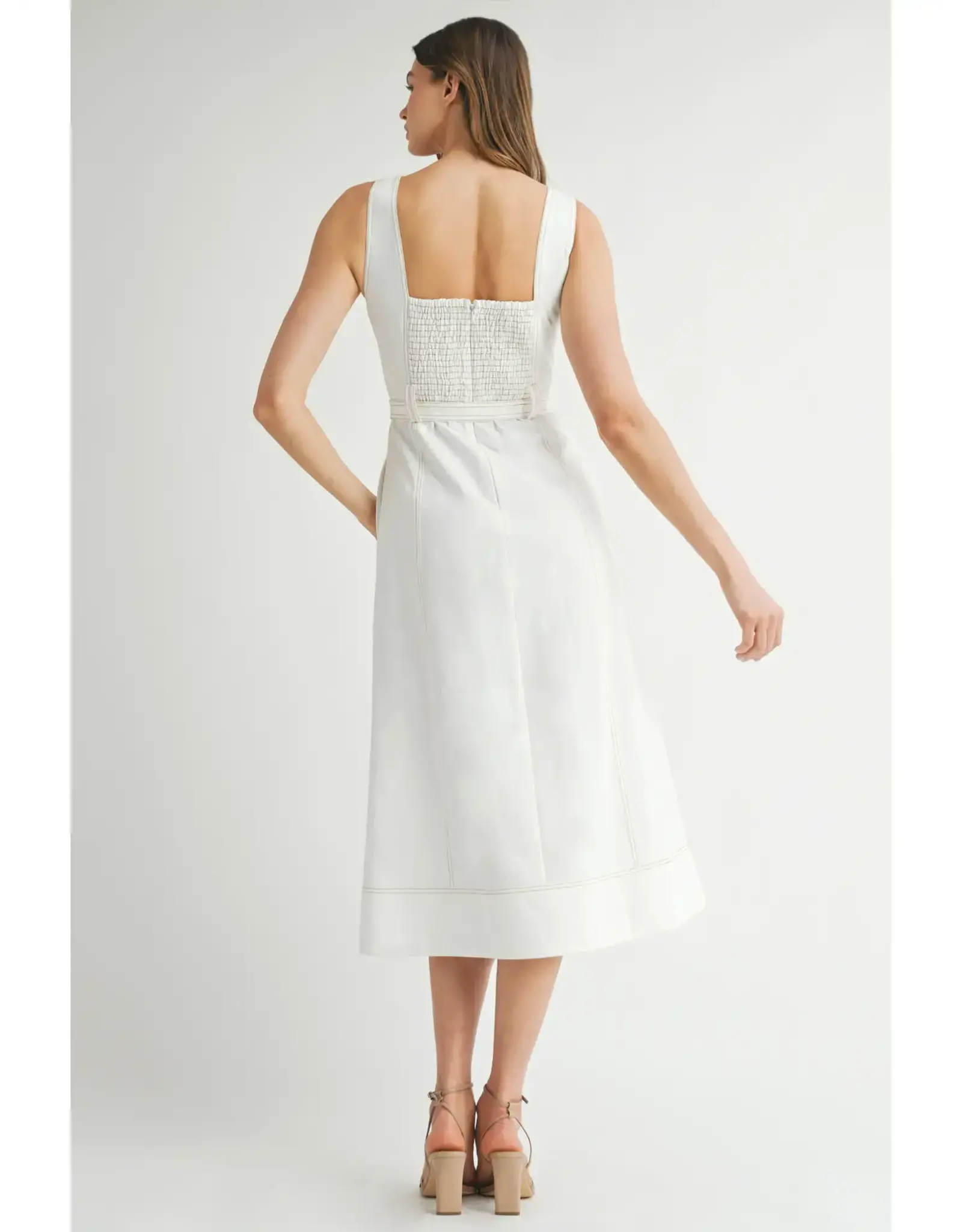 ENDLESS BLU SWEETHEART BUTTON MIDI DRESS
