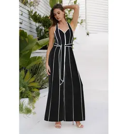 ENDLESS BLU CONTRASTING HALTER JUMPSUIT