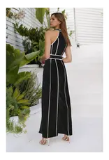 ENDLESS BLU CONTRASTING HALTER JUMPSUIT