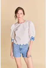 SCALLOP HEM EMBROIDERED TOP