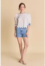 SCALLOP HEM EMBROIDERED TOP