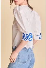 SCALLOP HEM EMBROIDERED TOP