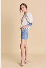 SCALLOP HEM EMBROIDERED TOP