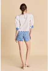 SCALLOP HEM EMBROIDERED TOP
