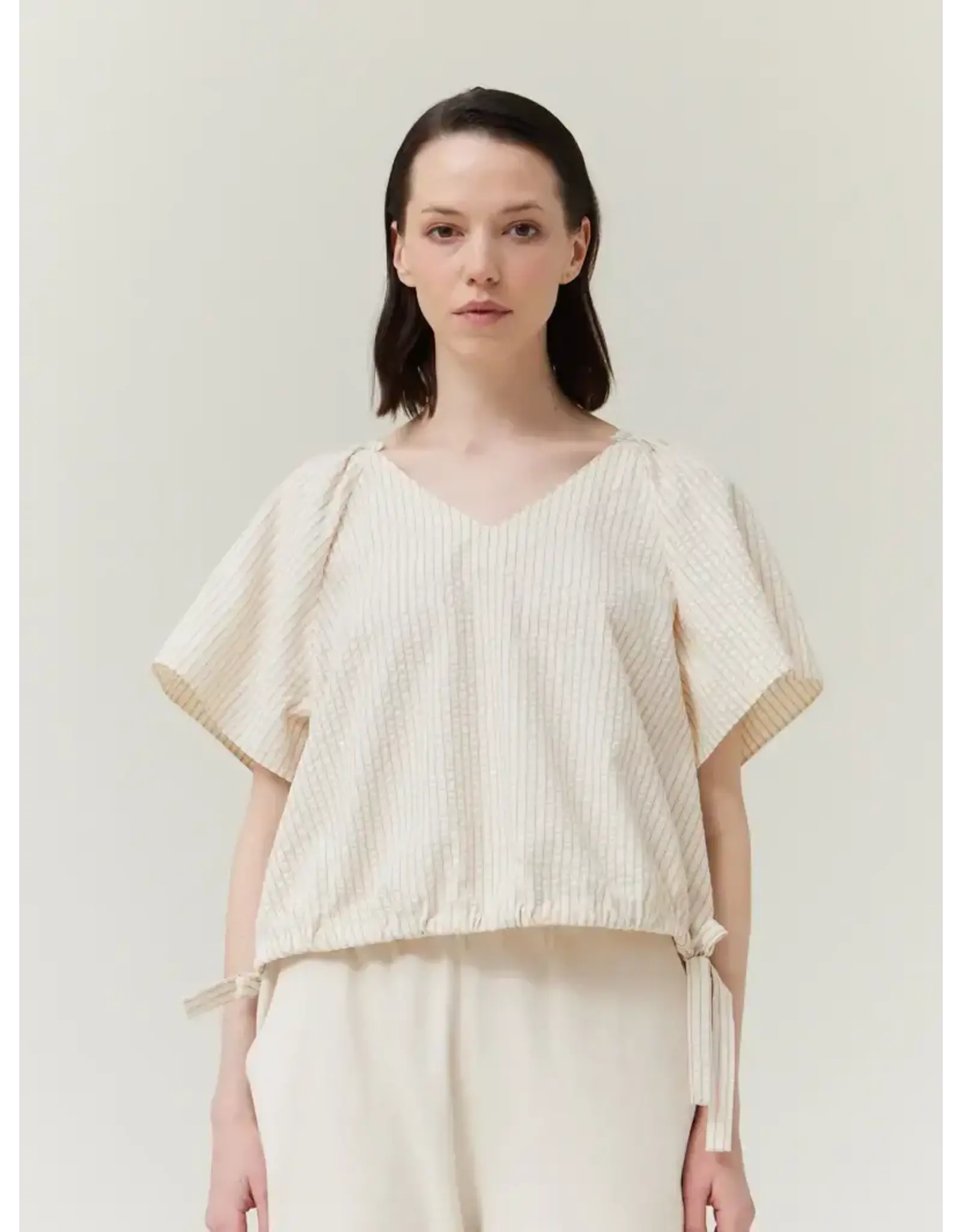 SIDE RIBBON TIE VNECK TOP