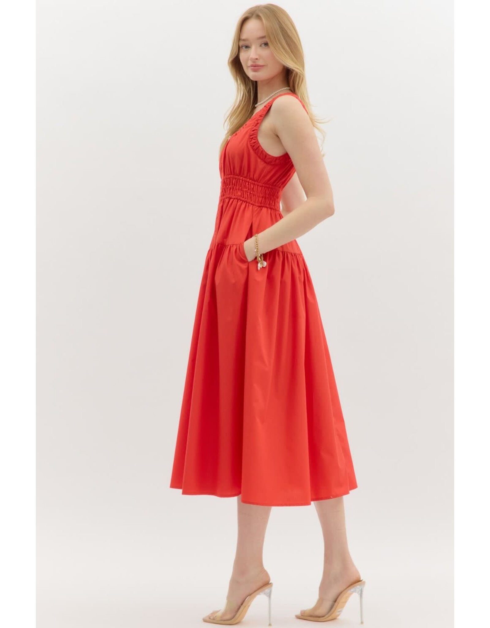 ZIPPER FRONT MIDI DRESS