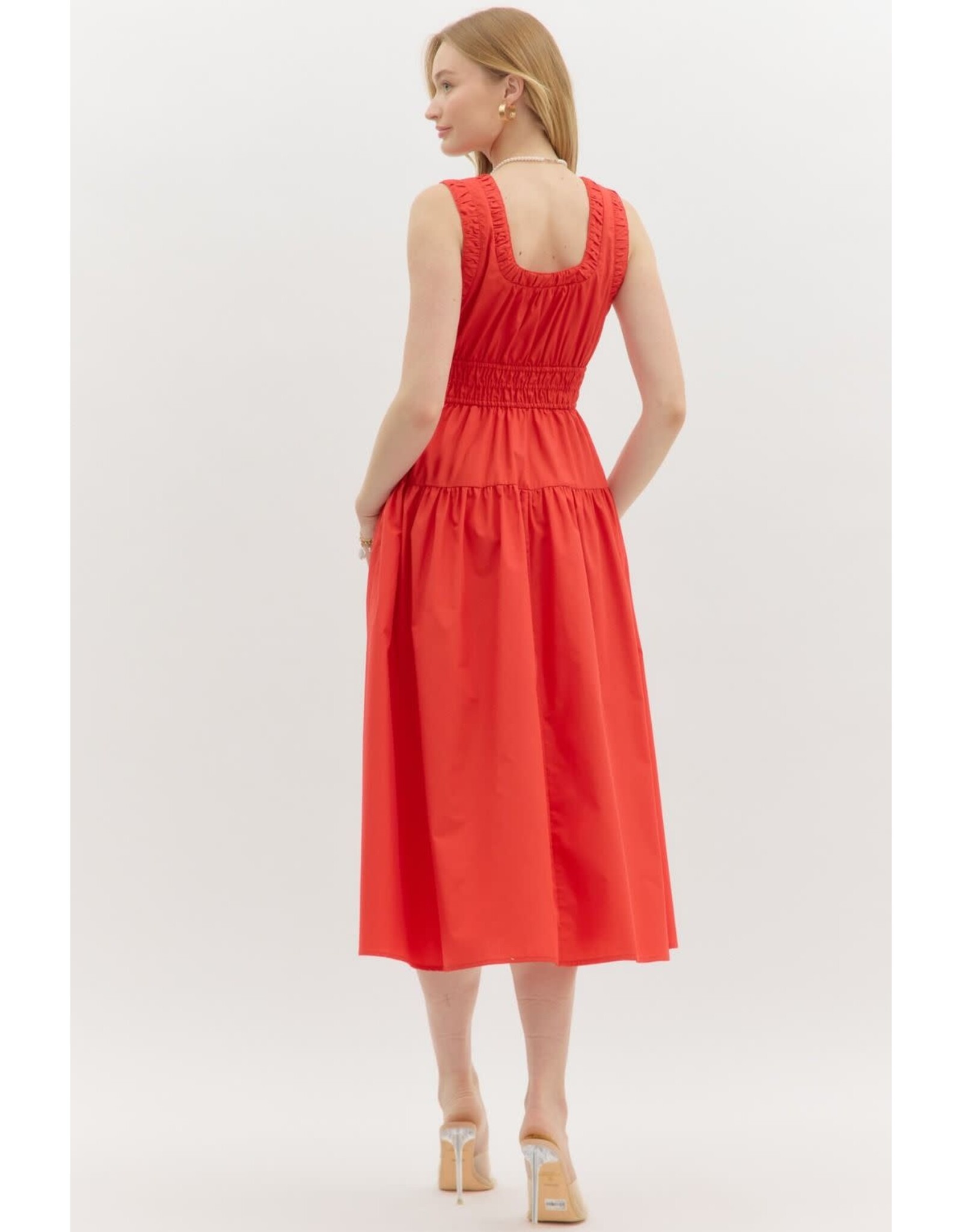 ZIPPER FRONT MIDI DRESS