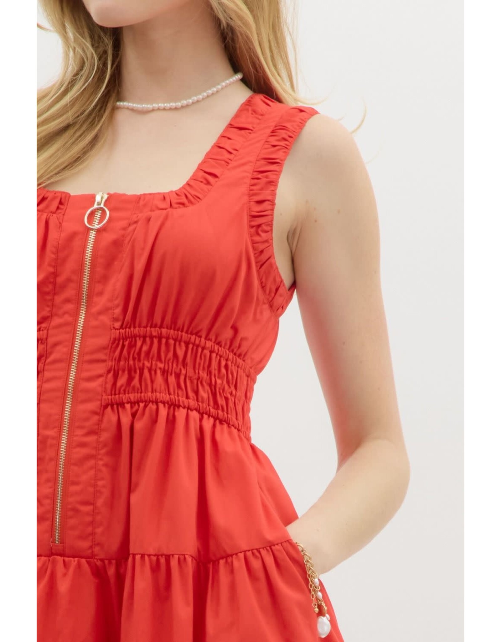 ZIPPER FRONT MIDI DRESS