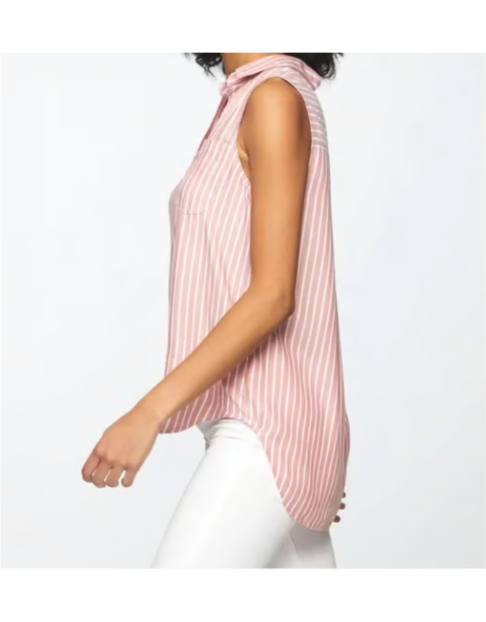 Beachlunchlounge SLVLESS STRIPED BUTTON UP