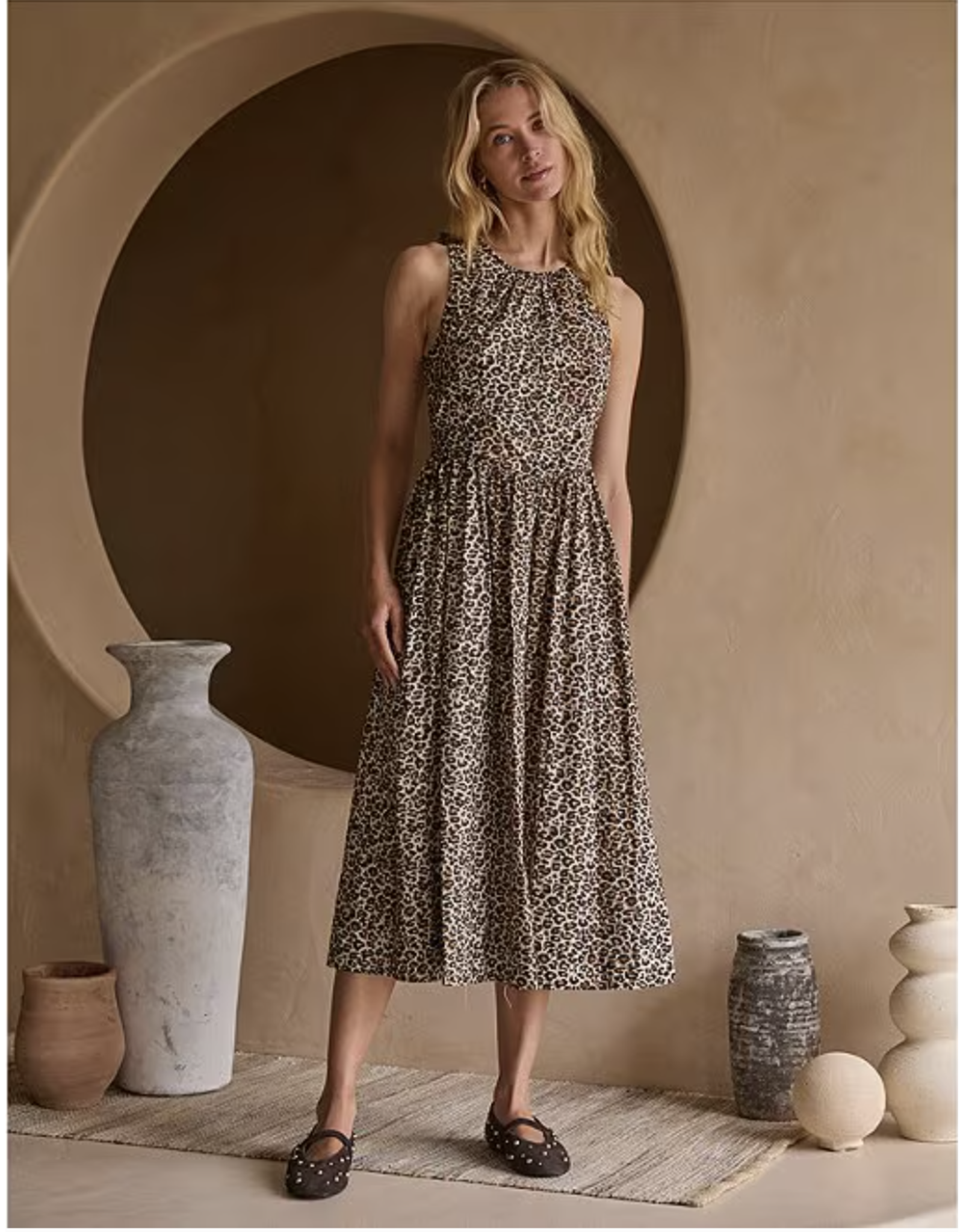 LEOPARD PRINT POPLIN SUNDRESS