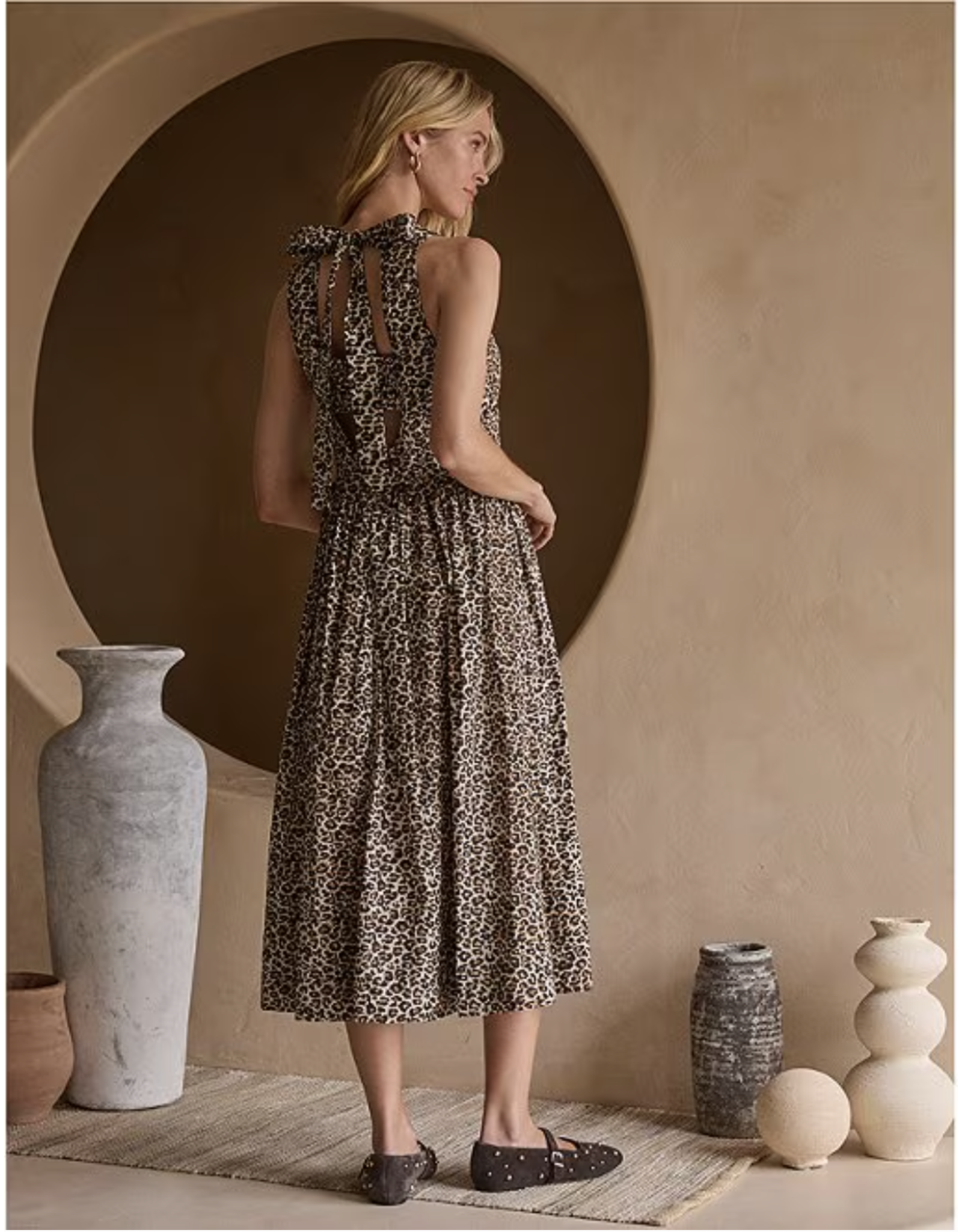LEOPARD PRINT POPLIN SUNDRESS