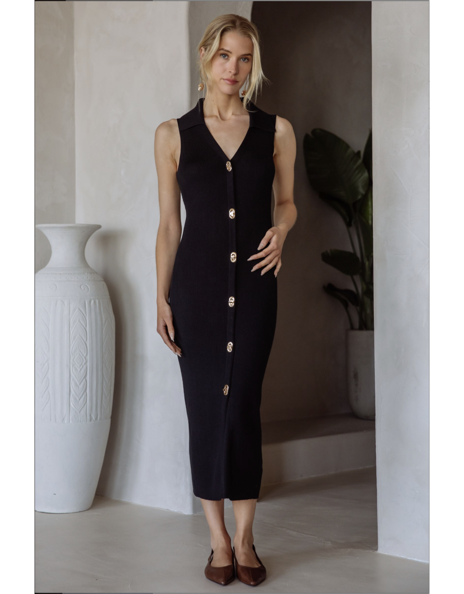 RIBBED KNIT TANK DRESS